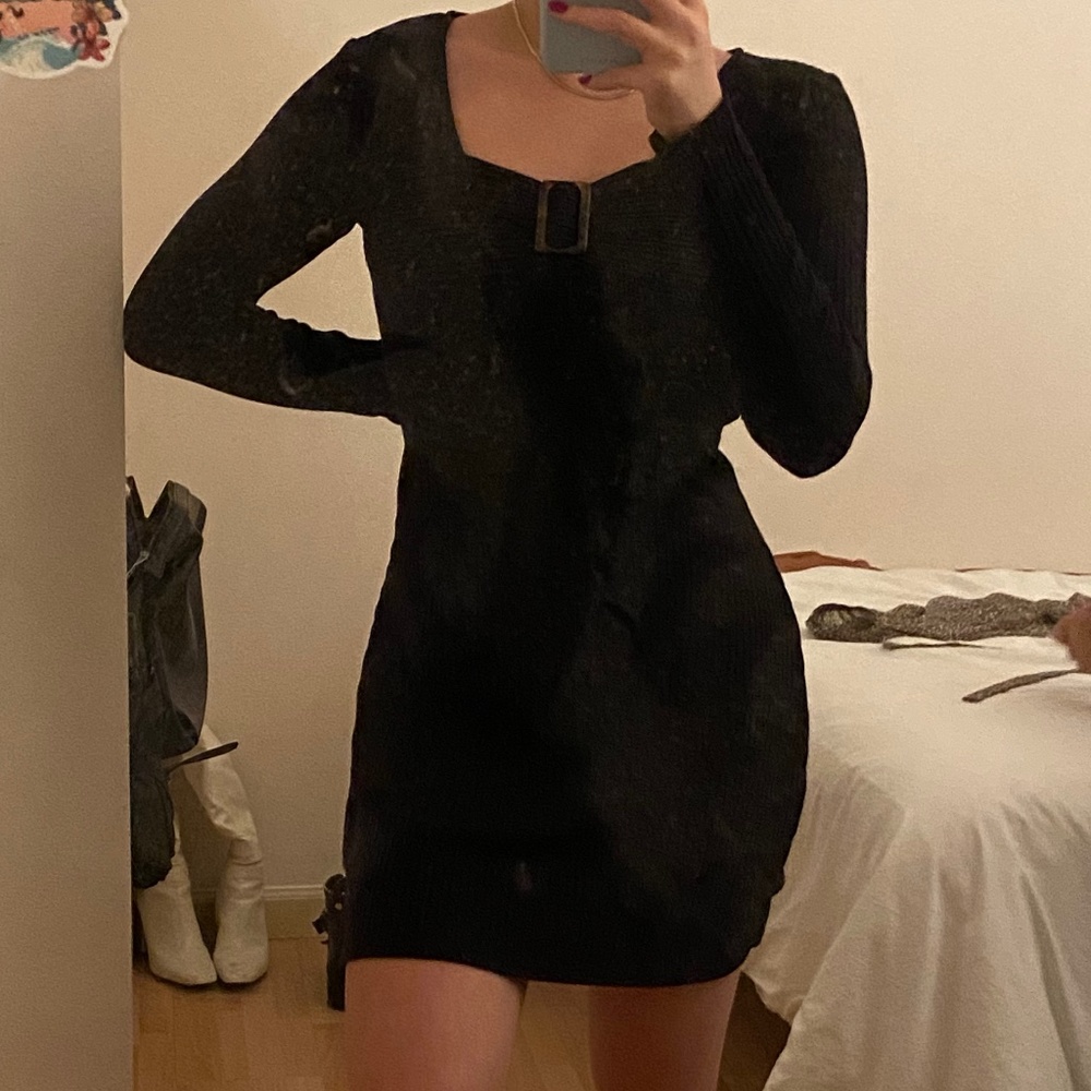 tortoise shell detail dress